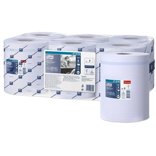 Törlőpapír, 6tek/krt, 18,5cm átmérő, M4 rendszer, 1rétegű, Advanced, TORK " Reflex™", kék