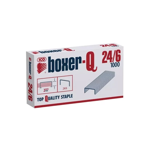 Tűzőkapocs, 24/6, BOXER, 1000db/doboz