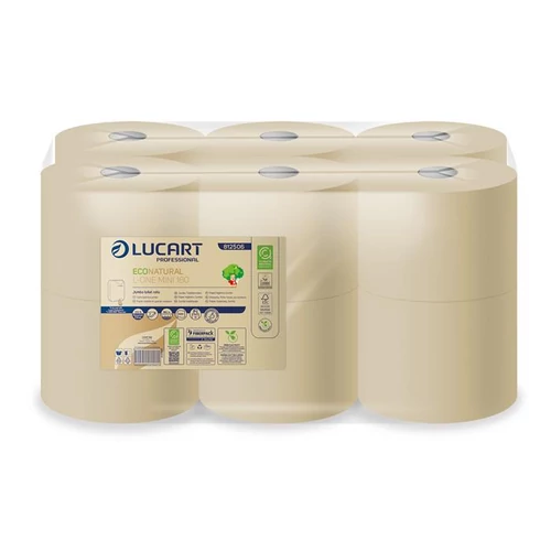 Toalettpapír, 2 rétegű, 180 m, LUCART "EcoNatural" L-One mini 180", havanna barna