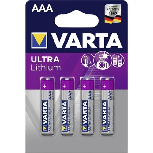 Elem, AAA mikro, 4 db, lítium, VARTA "Ultra Lithium"