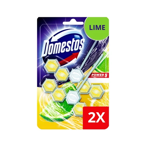 WC fertőtlenítő, 2 db-os, DOMESTOS "Power 5", lime