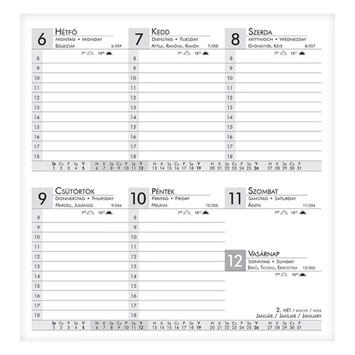 Zsebnaptár ALISCA Rebel varrott fekvő fehér lapos kék 2026.