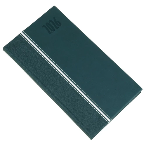 Zsebnaptár REALSYSTEM Kensington fekvő fehér lapos zöld 2026.