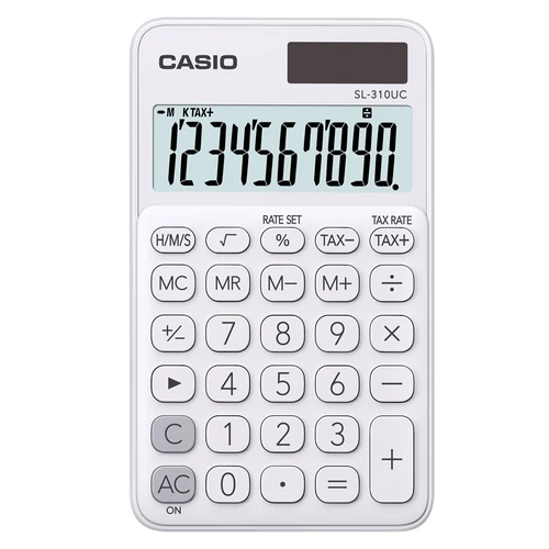 Zsebszámológép, 10 számjegy, CASIO "SL 310" fehér