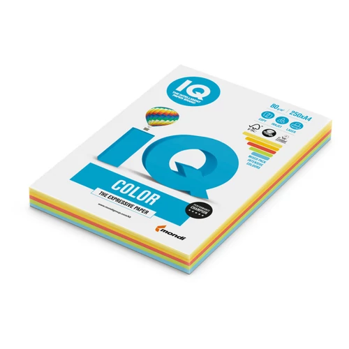 Másolópapír, színes, A4, 80g. IQ 4x25ív/csomag, pasztell, 4 klf. szín